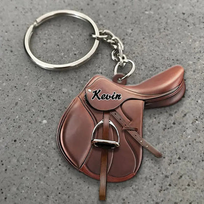 Custom Horse Saddle Flat Keychain | Equestrian Gifts | Cowgirl Keychain, Horse Lover Gift