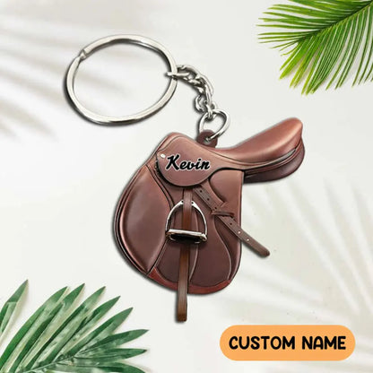 Custom Horse Saddle Flat Keychain | Equestrian Gifts | Cowgirl Keychain, Horse Lover Gift