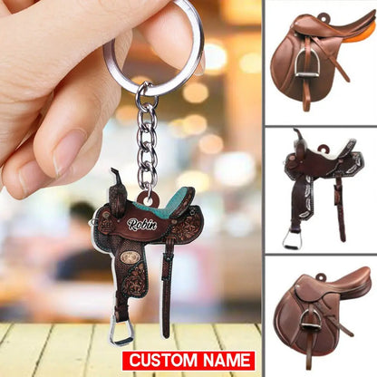 Custom Horse Saddle Flat Keychain | Equestrian Gifts | Cowgirl Keychain, Horse Lover Gift