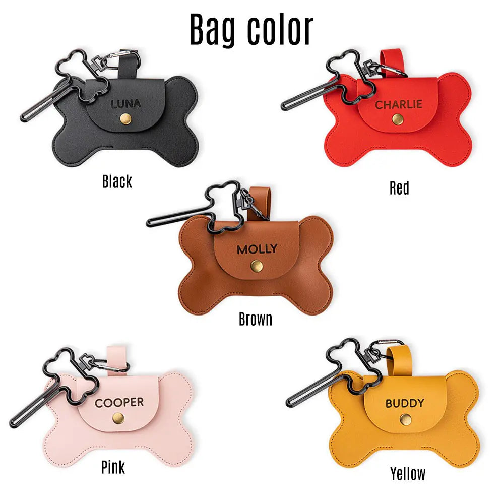 Personalized Name Dog Poop Bag Holder | Leather Dog Poop Bag Holder