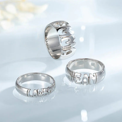 Custom Name Ring Sterling Silver 925 | Hand Carved Statement Name