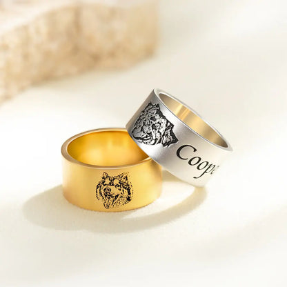 Custom Pet's photo Ring|Pet's Memorial Ring|Pet Loss Jewelry|Pet Remembrance Jewelry