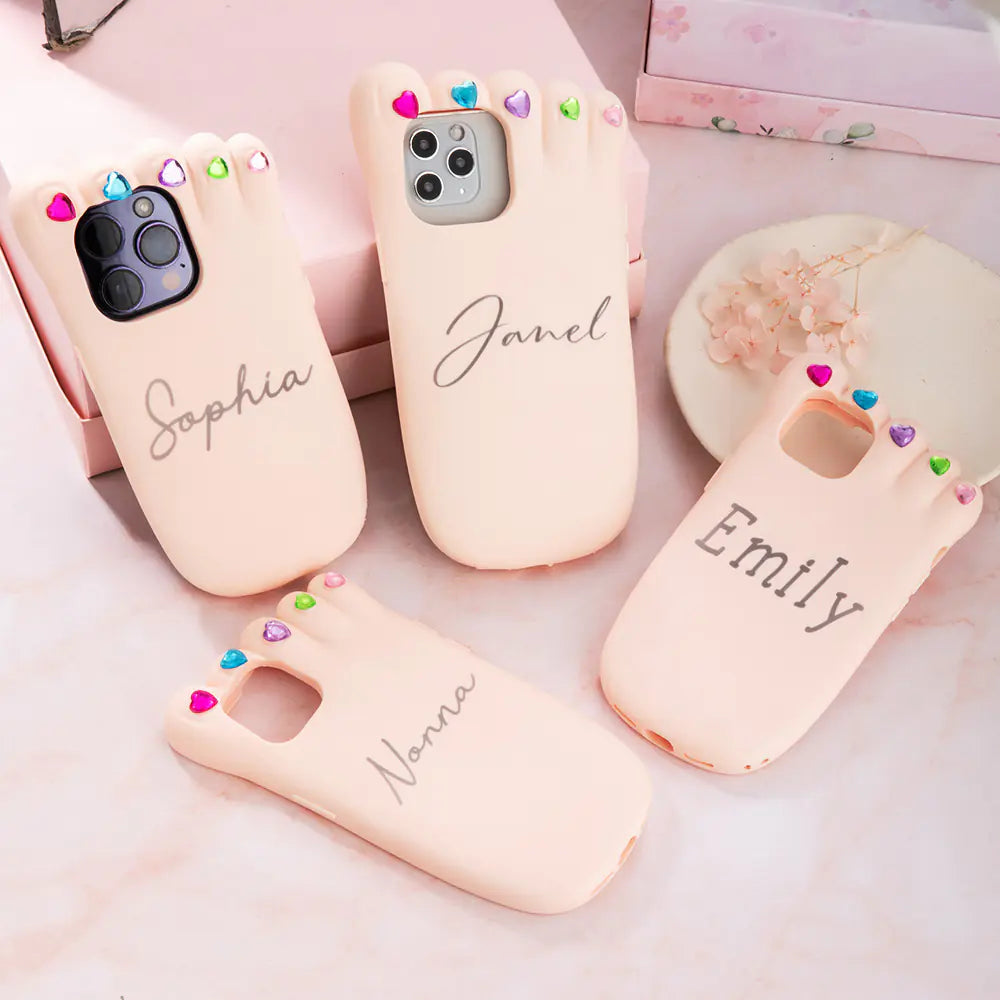 Custom 3D Foot Shape Silicone Phone Case with name | hilarious iphone cases