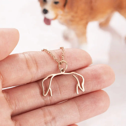 Custom Dog Ears Outline Necklace|Pet Silhouette Necklace, Memorial Pet Portrait Gift