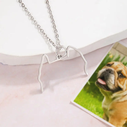 Custom Dog Ears Outline Necklace|Pet Silhouette Necklace, Memorial Pet Portrait Gift