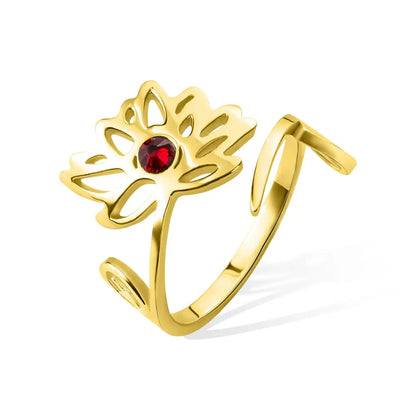 Personalized Birthstone & Birthflower Ring | birth flower jewellery