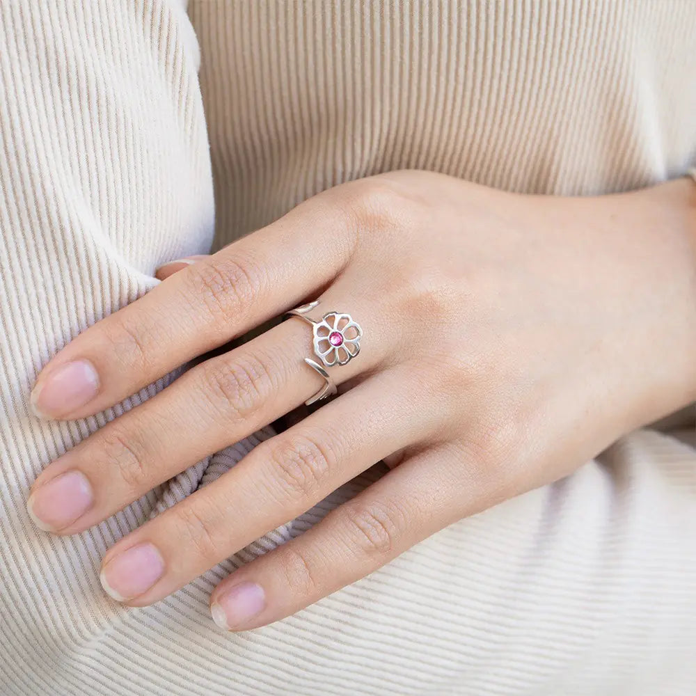 Personalized Birthstone & Birthflower Ring | birth flower jewellery