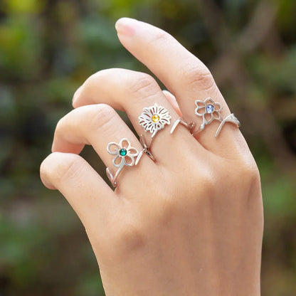 Personalized Birthstone & Birthflower Ring | birth flower jewellery