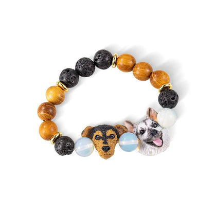 Customized handcrafted bead with pet on beaded bracelet