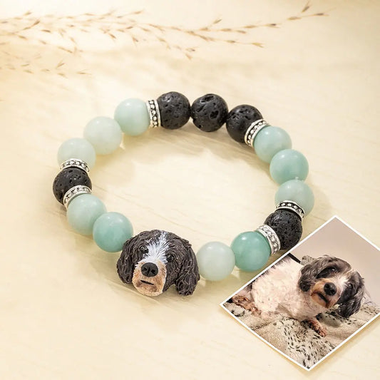 Customized handcrafted bead with pet on beaded bracelet