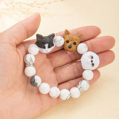 Customized handcrafted bead with pet on beaded bracelet