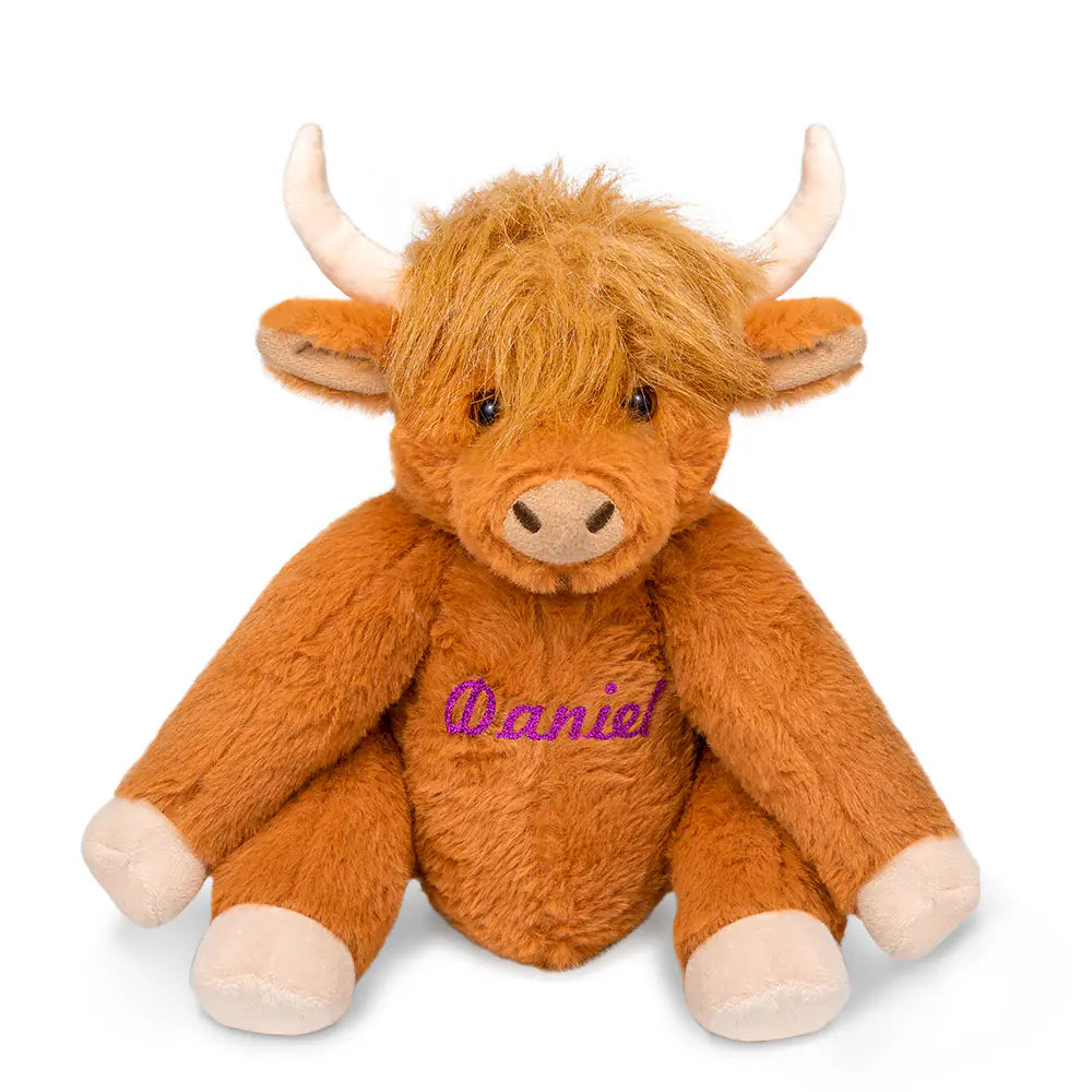 Personalized highland cow plush | Eco-Friendly Plush Farm Toy| Baby Shower/Birthday