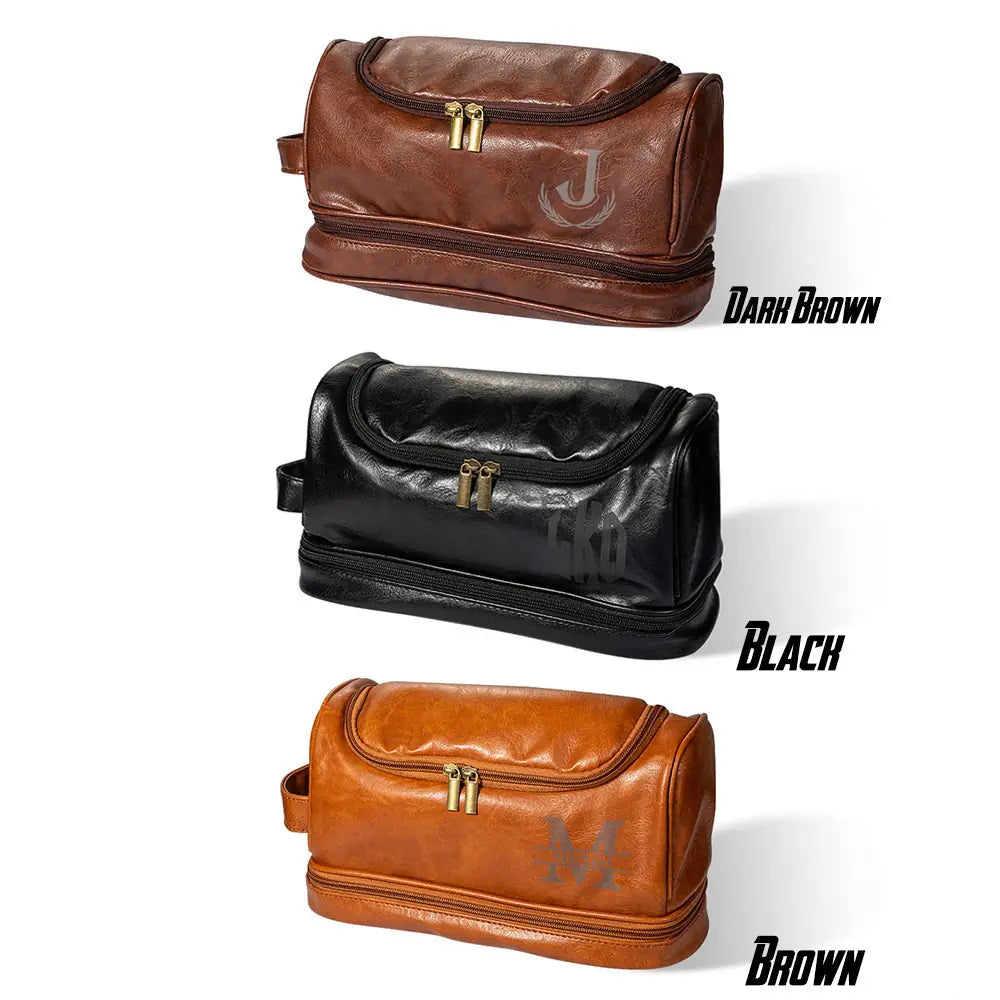 Personalized mens toiletry bag | Leather Dopp Bag for Men