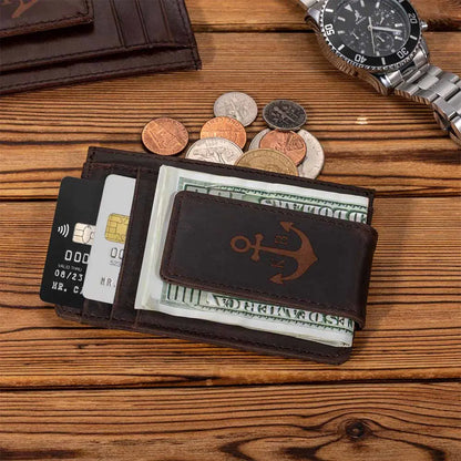 Personalized wallet with money clip for men | leather wallet with RFID