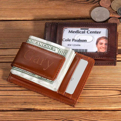 Personalized wallet with money clip for men | leather wallet with RFID