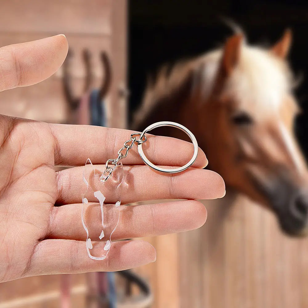 Personalized Horse Facial Marking Keychain, Acrylic Horse Keychain | Equestrian gifts