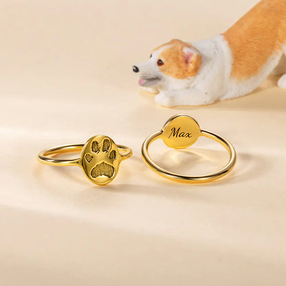 Custom  Paw Print Ring |Minimalist Ring | Pet Memorial Gift