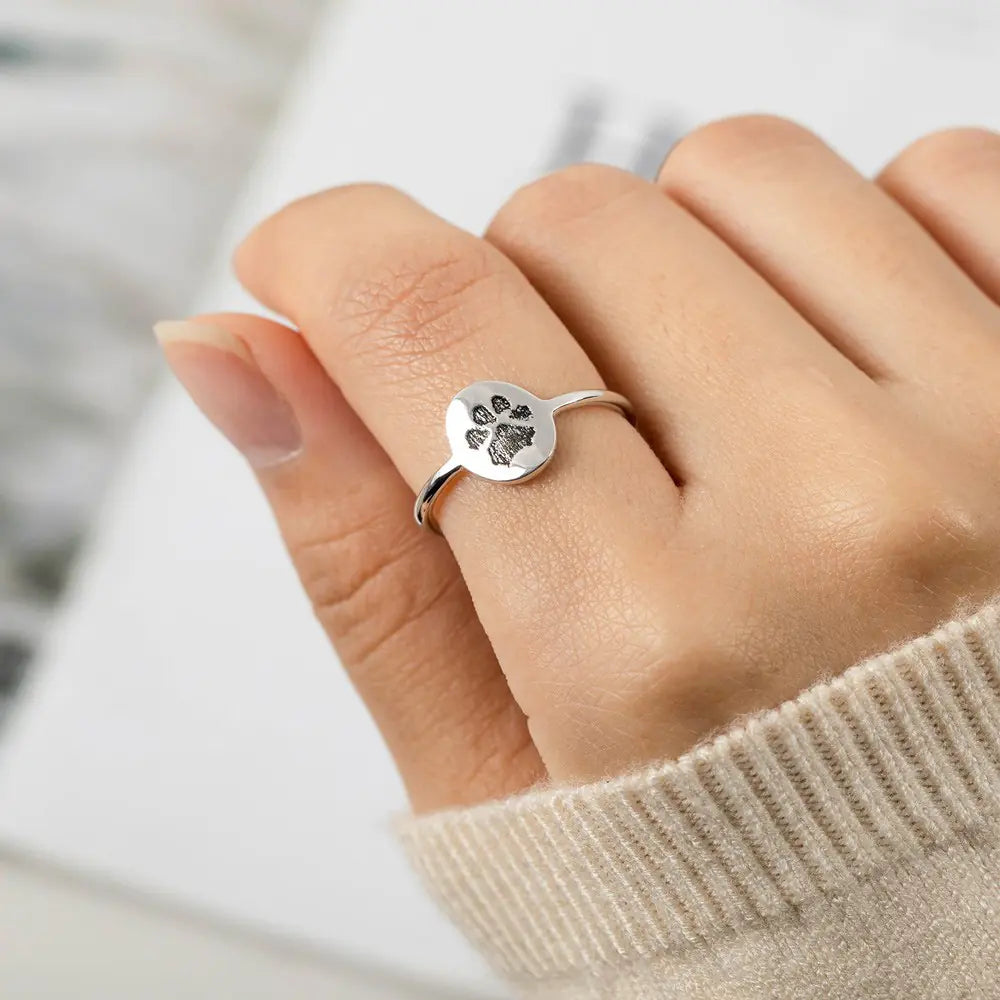 Custom  Paw Print Ring |Minimalist Ring | Pet Memorial Gift