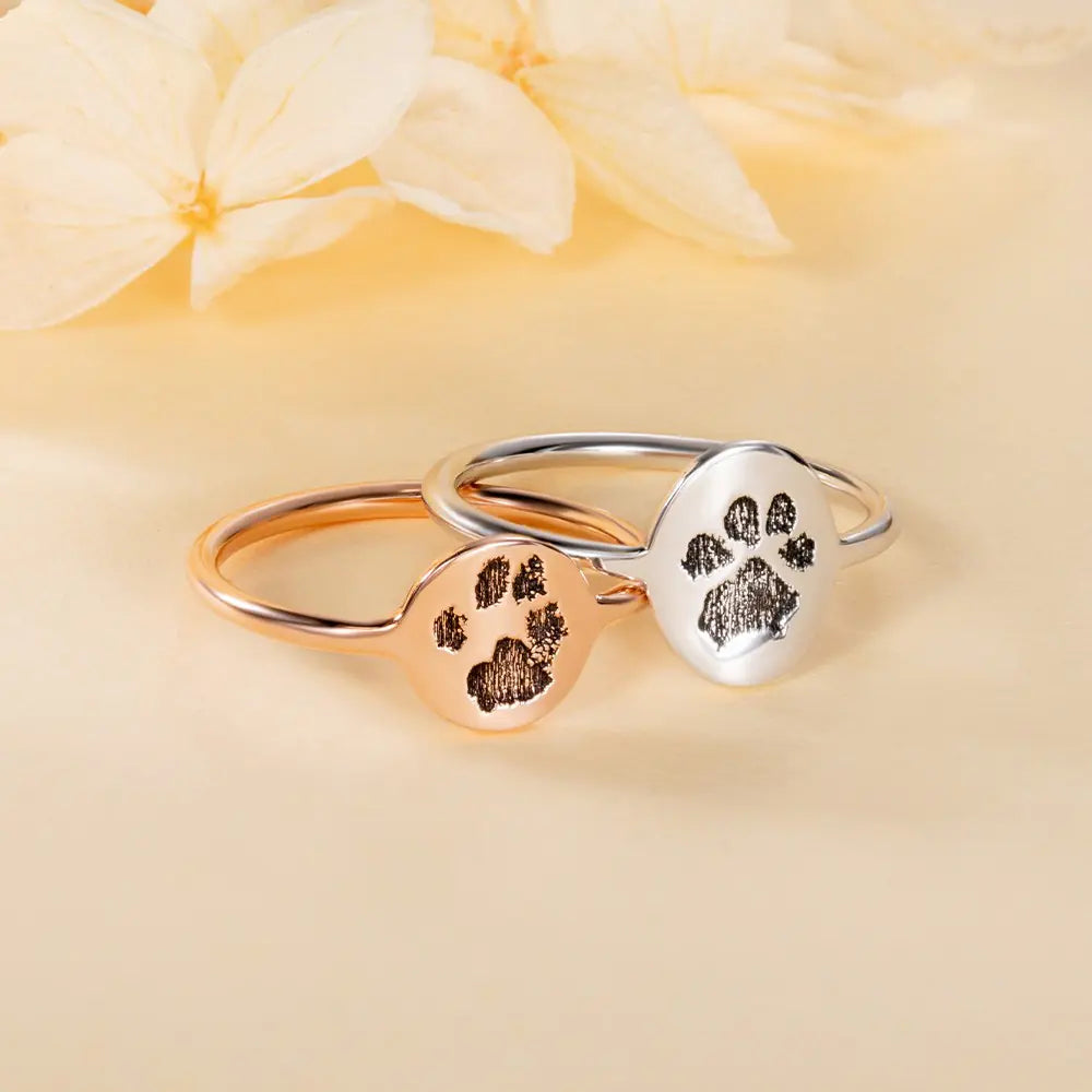 Custom  Paw Print Ring |Minimalist Ring | Pet Memorial Gift