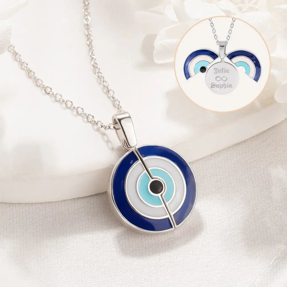 Custom Eye Evil Necklace | Hidden Name Secret Message | Good Luck and Protection charm