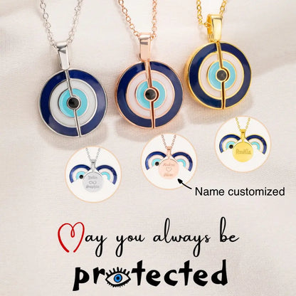 Custom Eye Evil Necklace | Hidden Name Secret Message | Good Luck and Protection charm