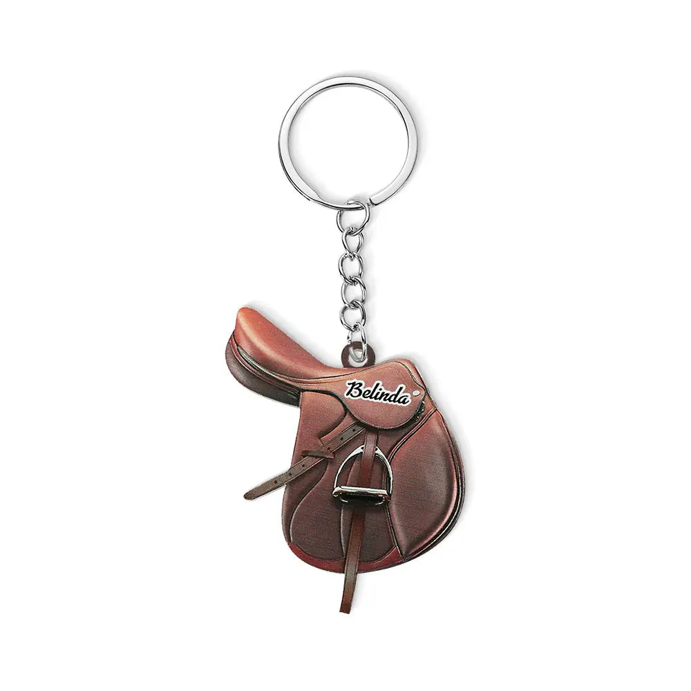 Custom Horse Saddle Flat Keychain | Equestrian Gifts | Cowgirl Keychain, Horse Lover Gift