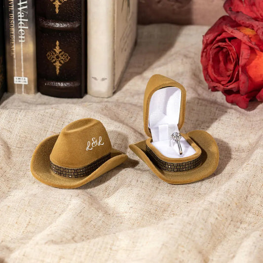 Personalized Cowboy Hat Ring Box| Personalized velvet ring box, Funny Jewelry Box