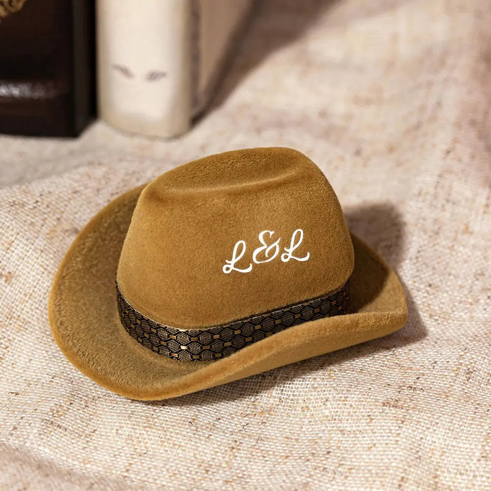 Personalized Cowboy Hat Ring Box| Personalized velvet ring box