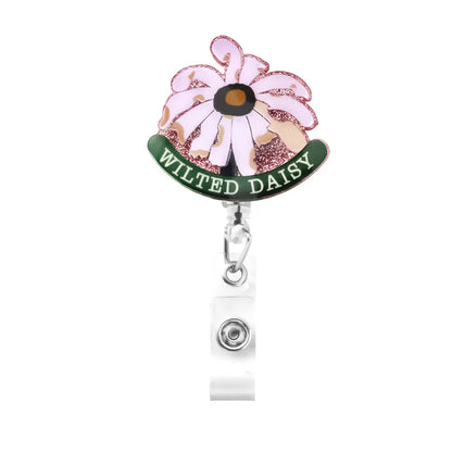 Personalized Wilted Daisy Badge Reel | Nurse gift ideas