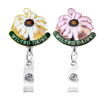 Personalized Wilted Daisy Badge Reel | Nurse gift ideas