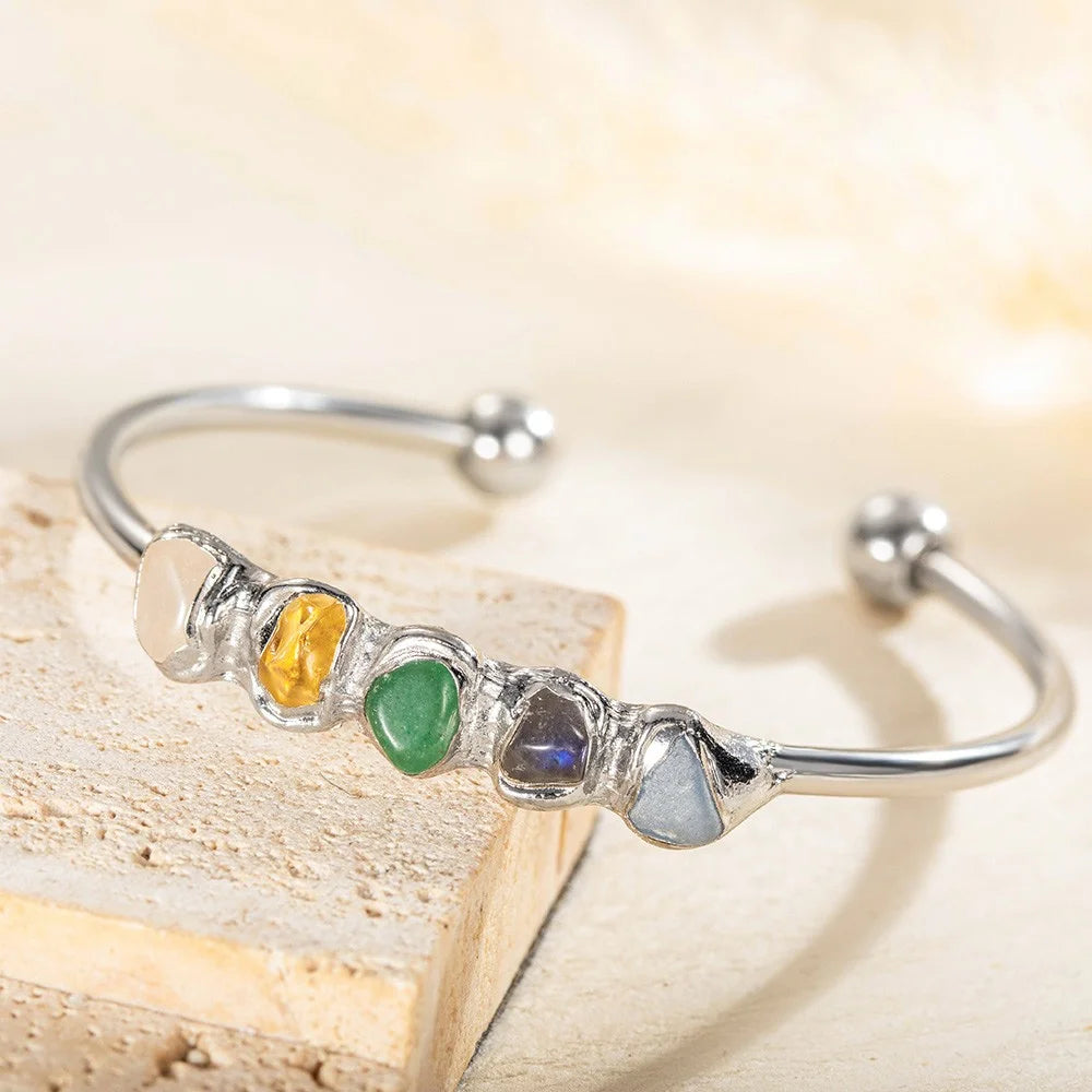 Personalized birthstone bracelet | Healing birthstone bangle |Gift for GrandMom/Mom