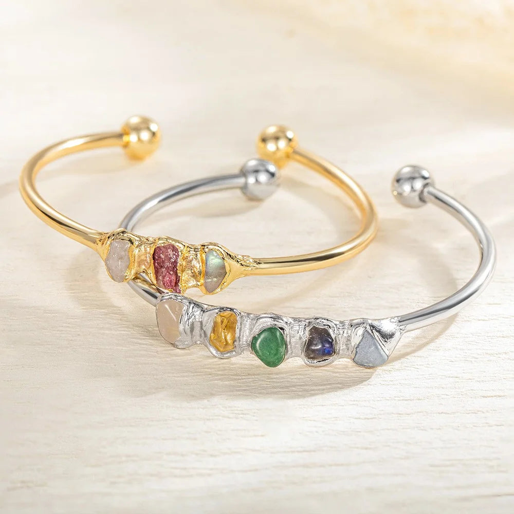 Personalized birthstone bracelet | Healing birthstone bangle |Gift for GrandMom/Mom