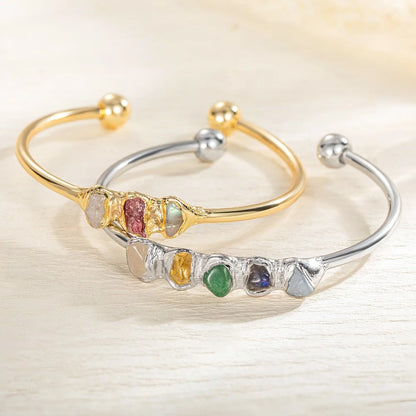 Personalized birthstone bracelet | Healing birthstone bangle |Gift for GrandMom/Mom