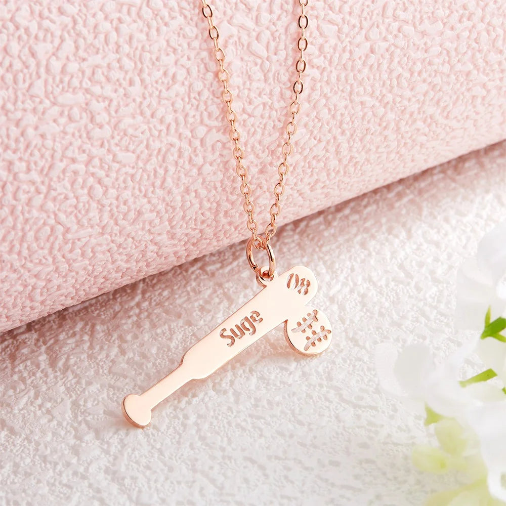 Personalized Baseball Bat Necklace | Baseball Number Necklace| Sport Number Necklace for Her