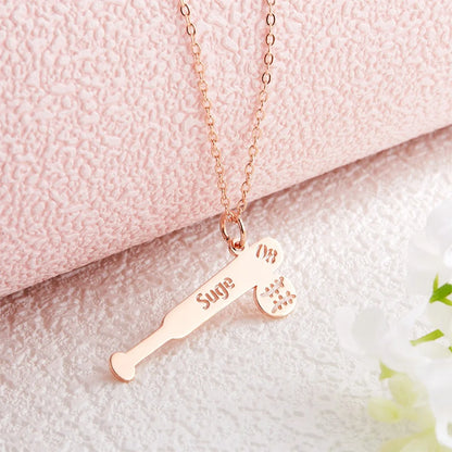 Personalized Baseball Bat Necklace | Baseball Number Necklace| Sport Number Necklace for Her