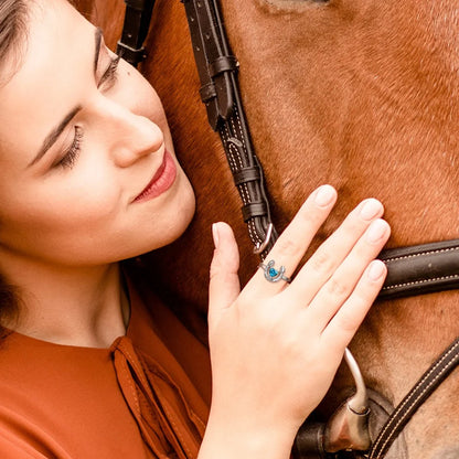 Custom Heart Birthstone Horseshoe Ring | Ladies Horseshoe Ring