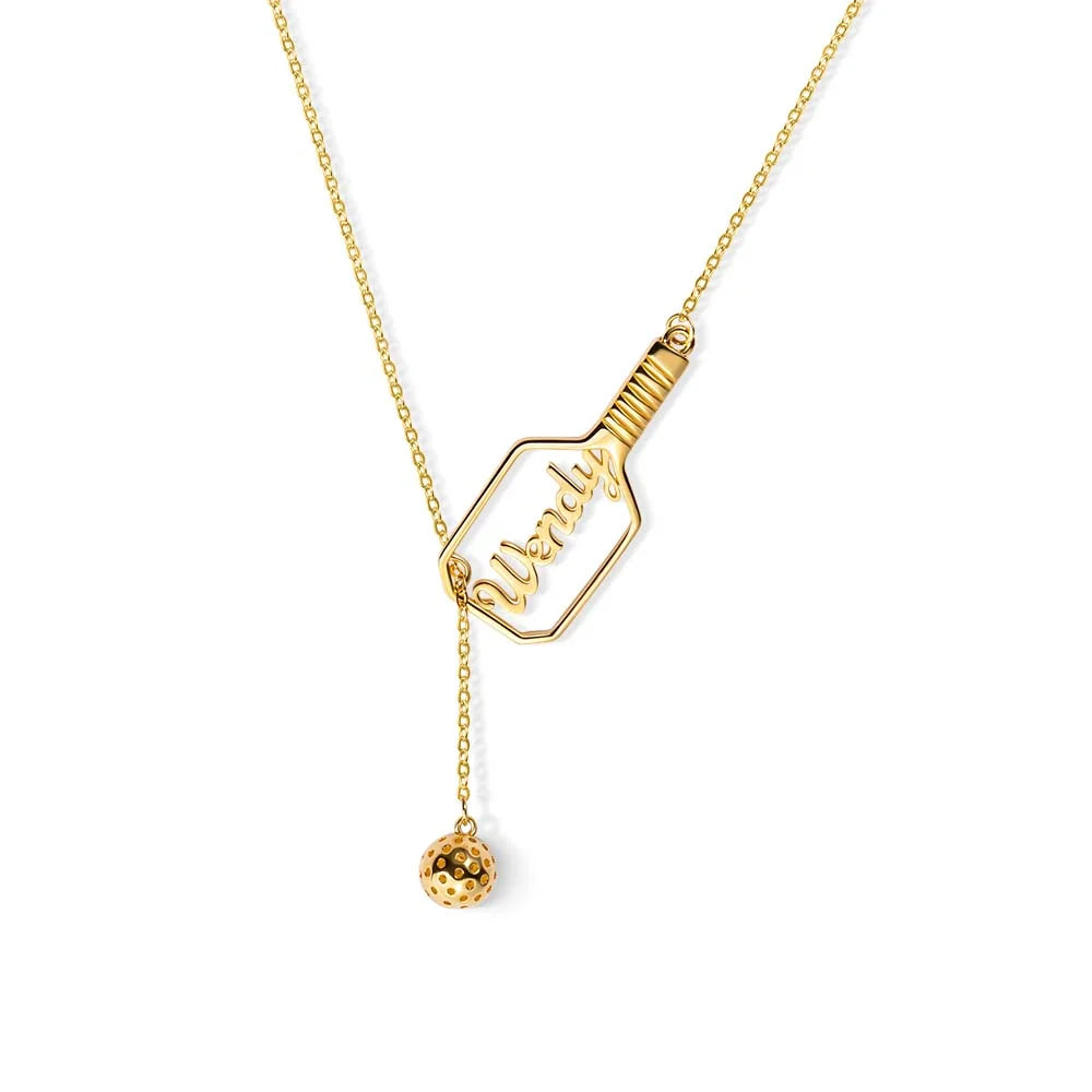 Personalized Pickleball Lariat Paddle & Ball Necklace