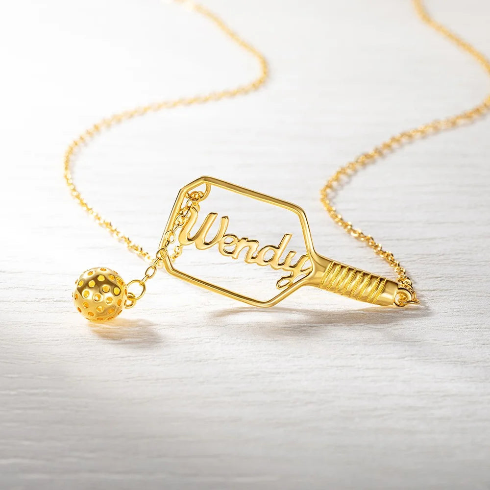 Personalized Pickleball Lariat Paddle & Ball Necklace