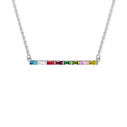 Family birthstone necklace | Personalized 1-8 Baguette Birthstones Dainty Pendant Necklace