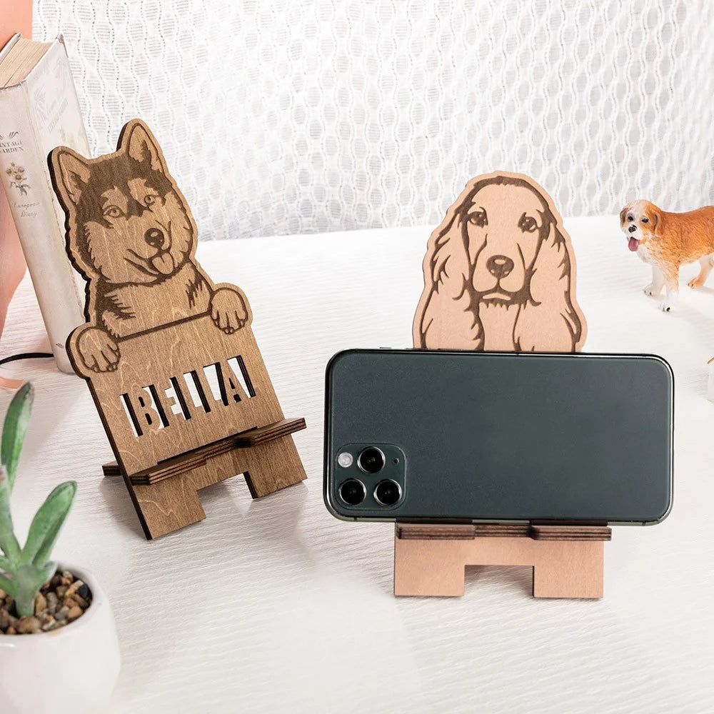 Personalized Name Pet Silhouette Phone Stand| Personalized Gifts For Dog Lovers