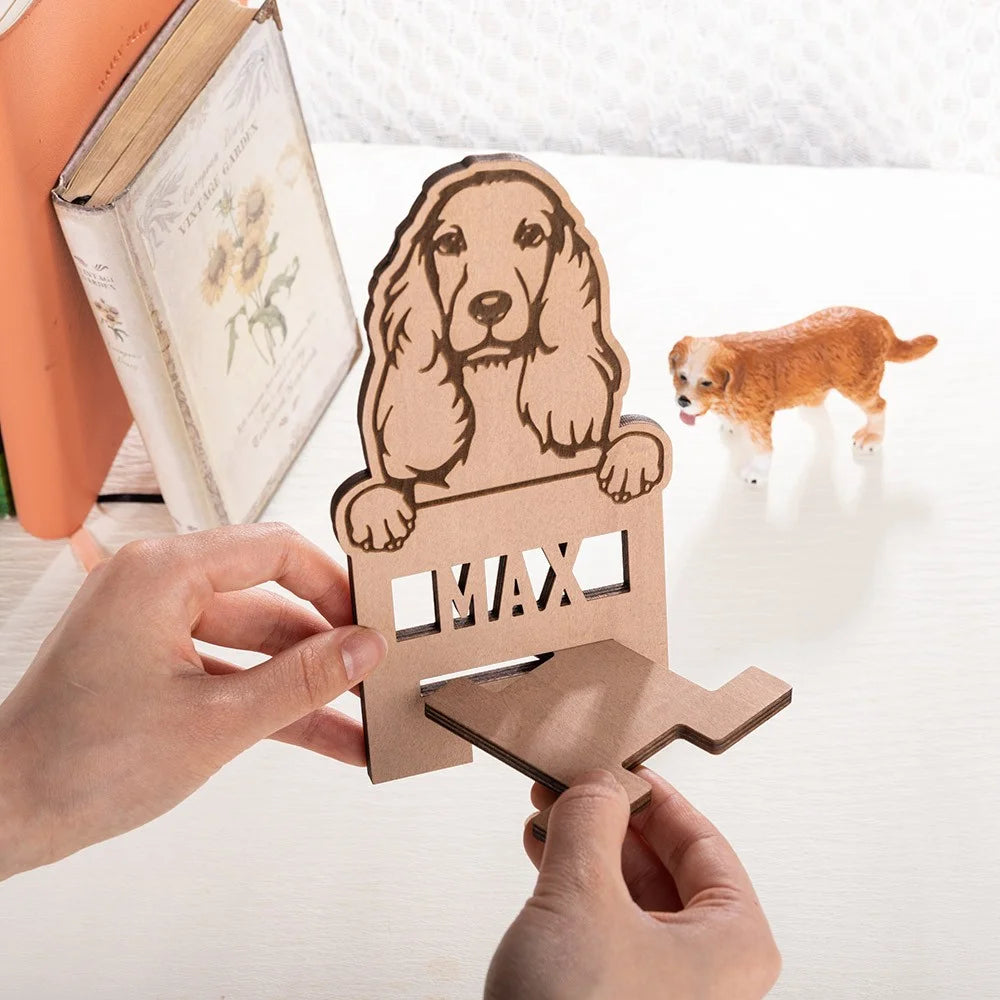 Personalized Name Pet Silhouette Phone Stand| Personalized Gifts For Dog Lovers