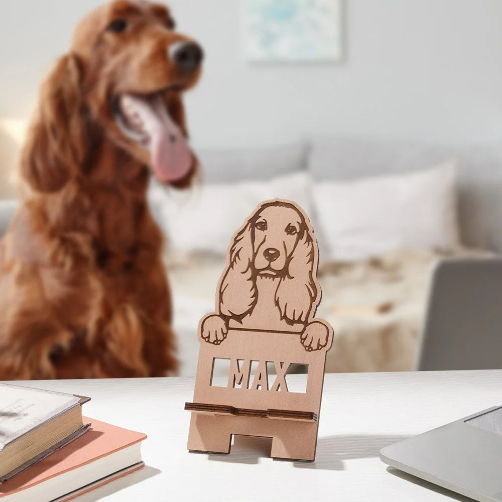 Personalized Name Pet Silhouette Phone Stand| Personalized Gifts For Dog Lovers