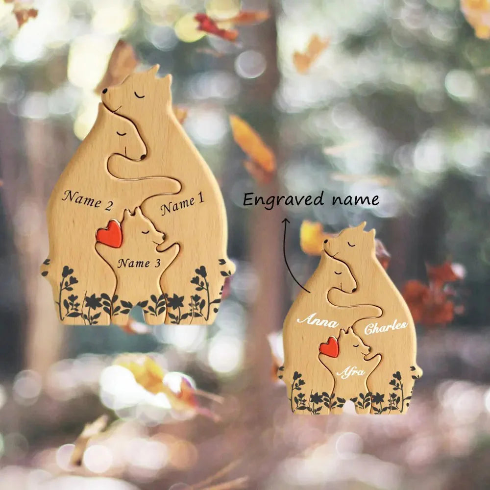 Wooden Bear Family Puzzle | Family Keepsake Gifts | Home Decor Gifts