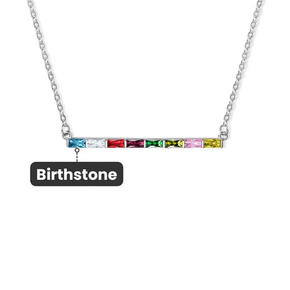 Family birthstone necklace | Personalized 1-8 Baguette Birthstones Dainty Pendant Necklace