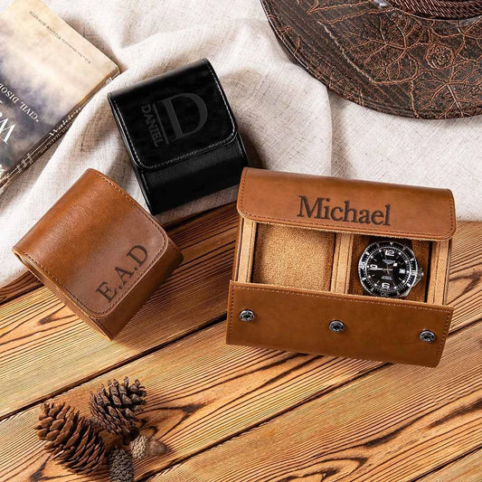 Personalized Watch Box | Mens Watch Holder| Luxury Leather Watch Case