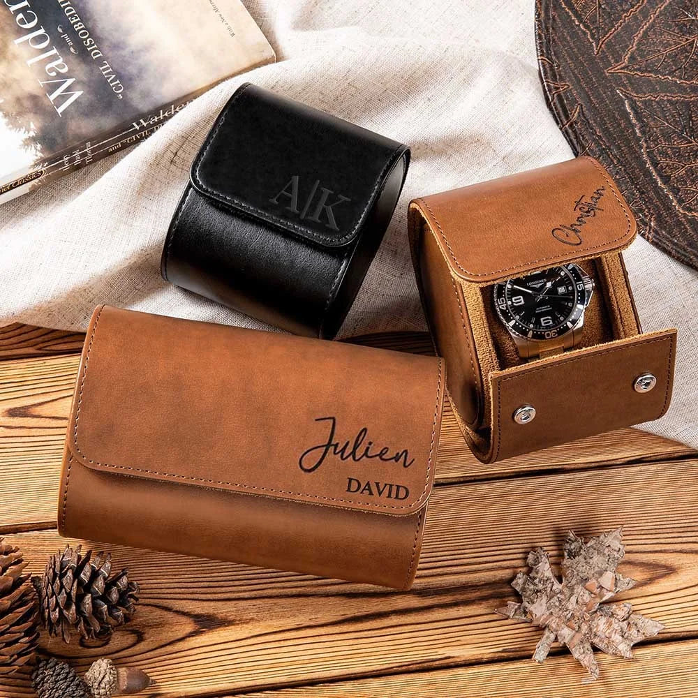 Personalized Watch Box | Mens Watch Holder| Luxury Leather Watch Case