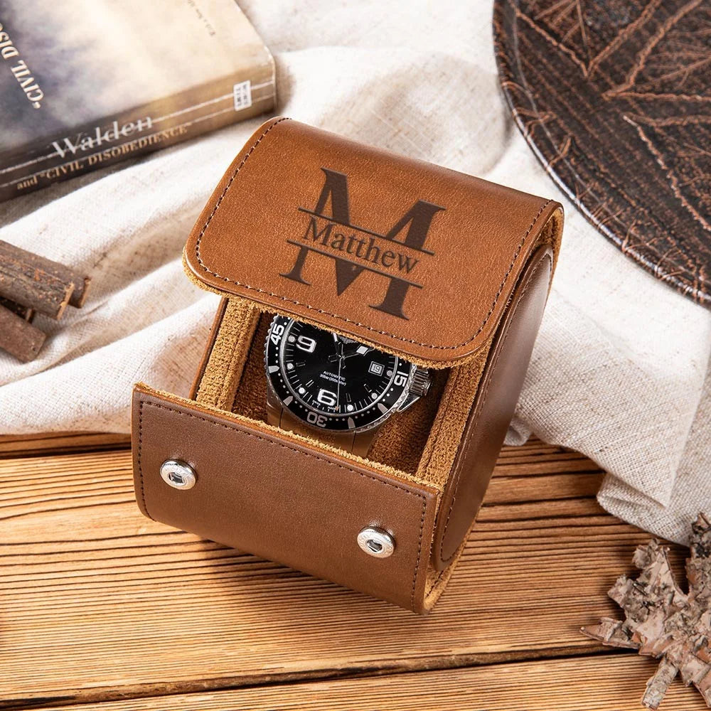 Personalized Watch Box | Mens Watch Holder| Luxury Leather Watch Case