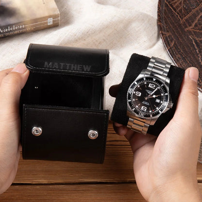 Personalized Watch Box | Mens Watch Holder| Luxury Leather Watch Case