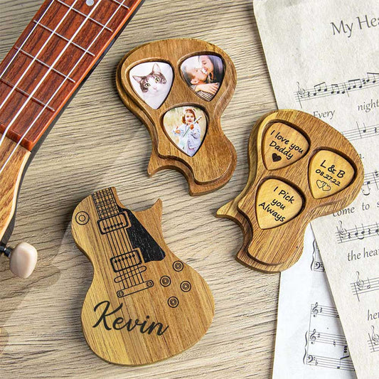 Personalized Wooden Photo/Engraving Guitar Pick | Cool gifts for guitar players