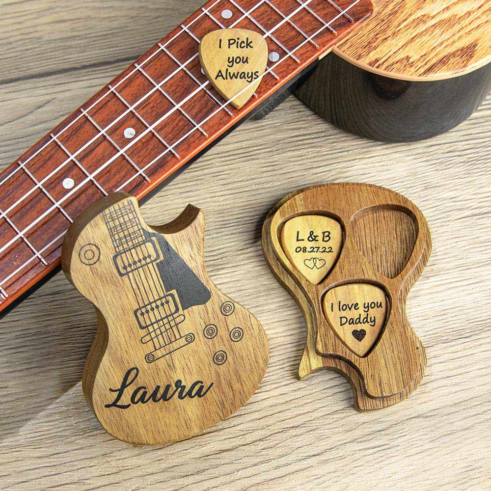 Personalized Wooden Photo/Engraving Guitar Pick | Cool gifts for guitar players
